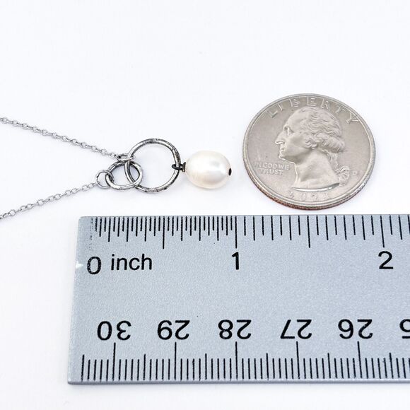 New Belk Silverworks Sterling Silver 925 Pearl Necklace 16.5"-18.5" - Picture 4 of 8